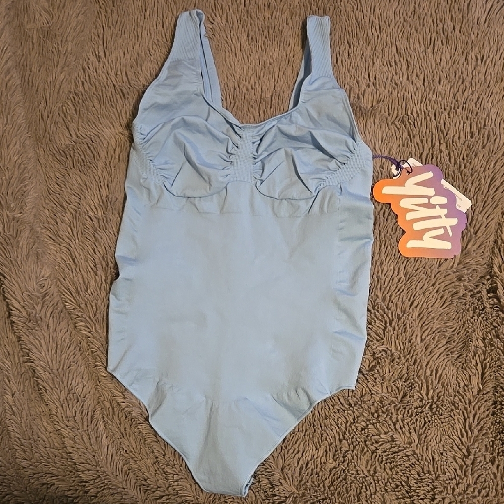 Yitty Light Blue Nearly Naked Shaping Thong Bodysuit 1X-2X